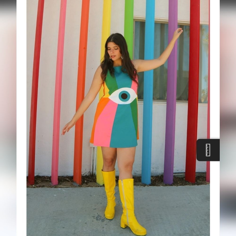 Miracle Eye Rainbow Mini-Dress Nwt Size 2XL - Picture 3 of 6